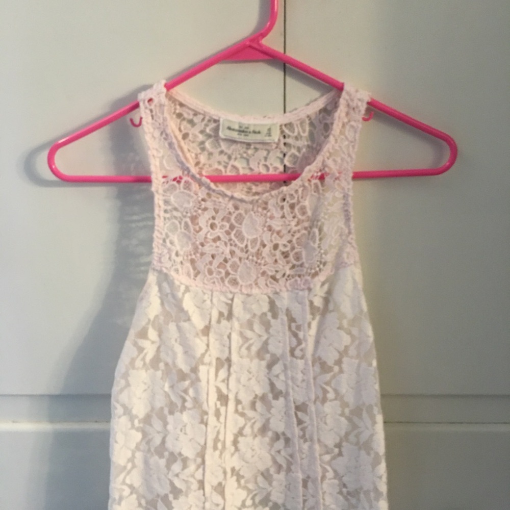 Abercrombie & Fitch Lace Tank Top in White